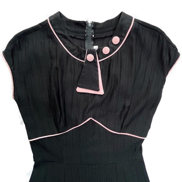 Stop Staring! Y2K Pin-Up Rockabilly Black & Pink Wiggle Pencil Shift Dress Sz XL - Picture 4 of 8